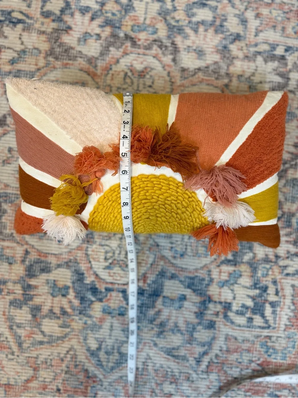 Boho Sunshine Rainbow Throw Pillow Hippie Cottagecore Kilm Accent Decor